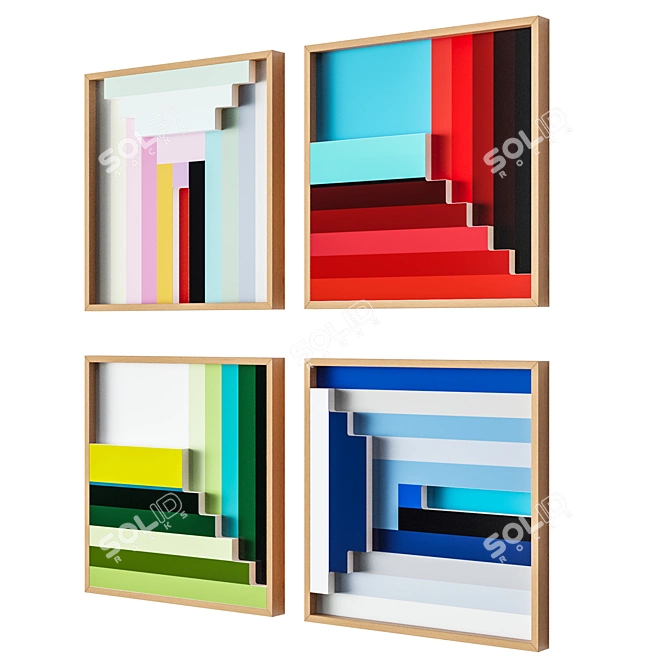 Mod Square Wall Art Set 3D model image 3