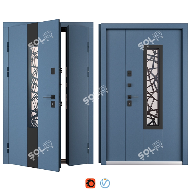 Olimpia Glass Metal Entrance Door 3D model image 1