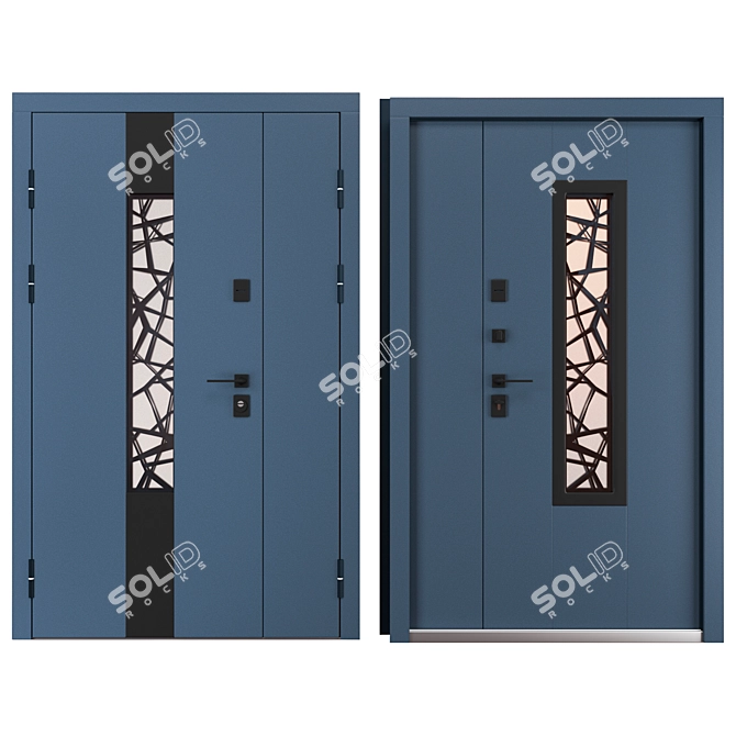 Olimpia Glass Metal Entrance Door 3D model image 3