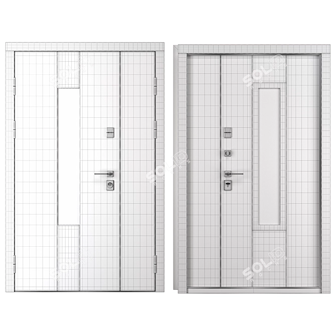 Olimpia Glass Metal Entrance Door 3D model image 4