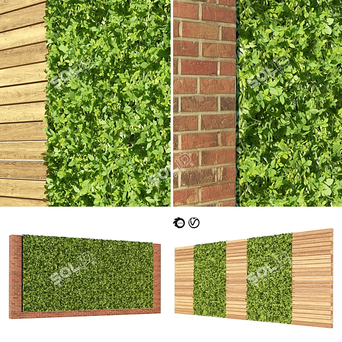 3D Green Wall with Hedge 3D model image 1