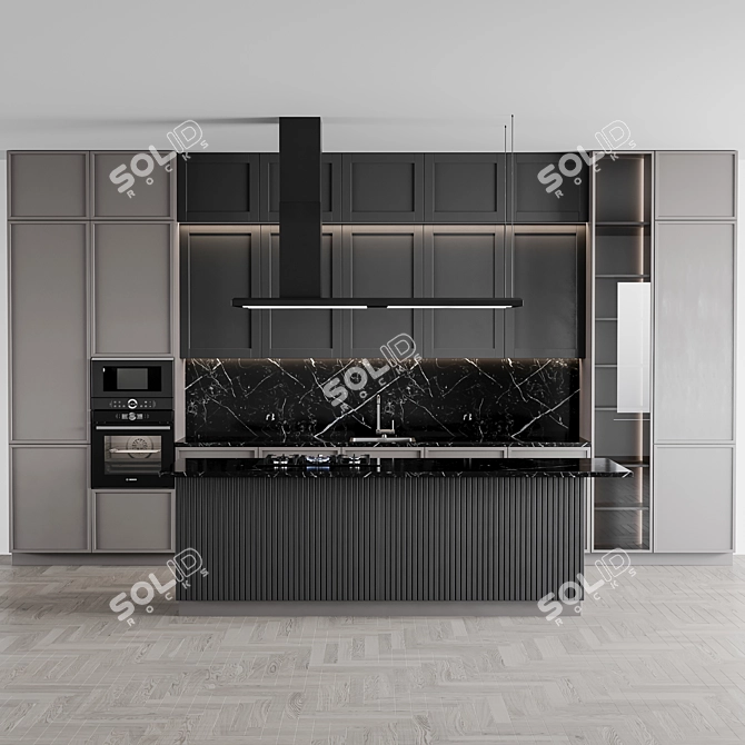 Modern Kitchen Design Units 3D model image 1