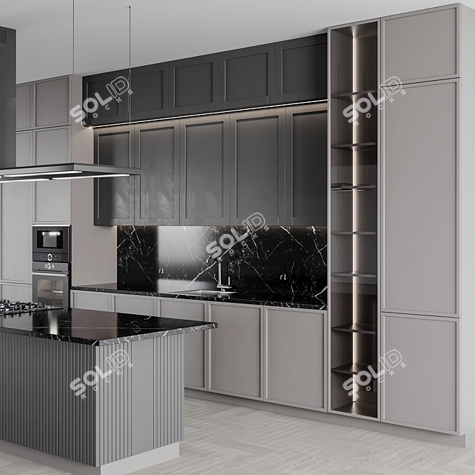 Modern Kitchen Design Units 3D model image 4