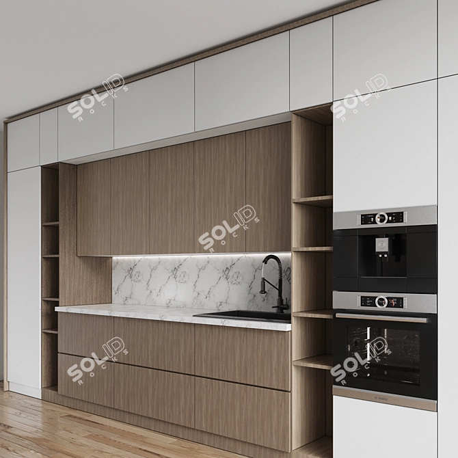 Modern Kitchen 3D Model Set 3D model image 2