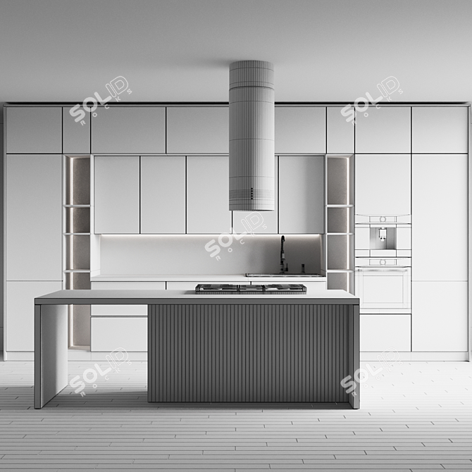 Modern Kitchen 3D Model Set 3D model image 6