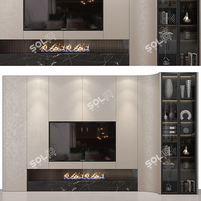 Modern TV Wall Decor Shelf 3D model image 1