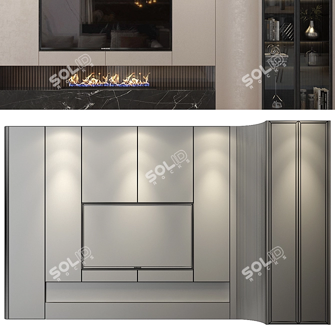 Modern TV Wall Decor Shelf 3D model image 2