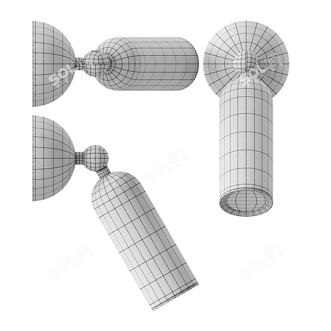 LEFFE B WALL Cylinder LED Brass Lamp 3D model image 3