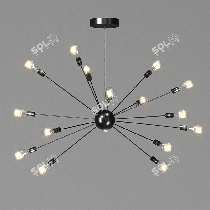 Industrial LED Chandelier Loft Lighting 3D model image 1