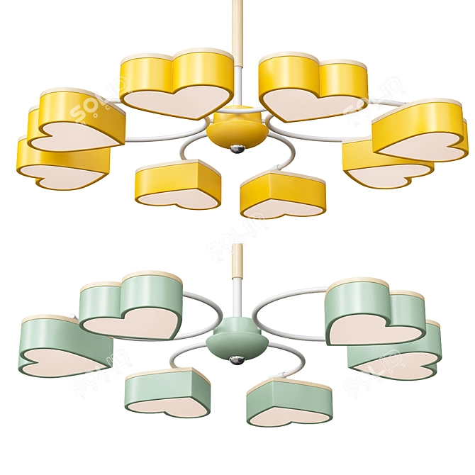 Elegant Hearts Chandelier by Anzazo 3D model image 1