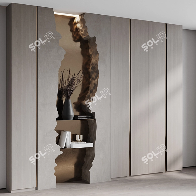 River Wardrobe with Metal Shelves 3D model image 2