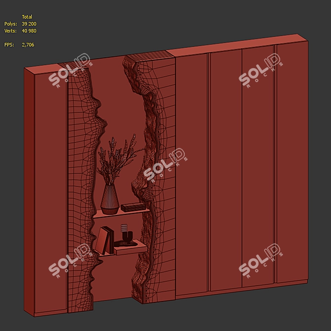 River Wardrobe with Metal Shelves 3D model image 6