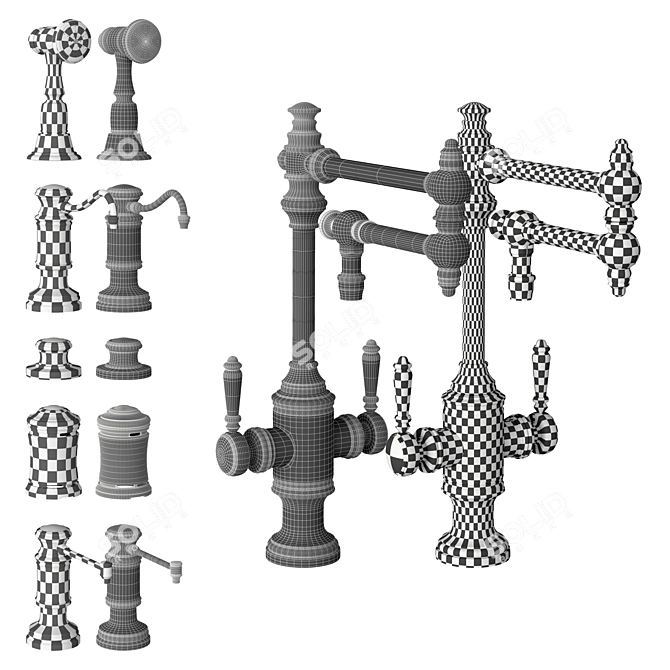 Luxury Towson Kitchen Faucet Set 3D model image 4