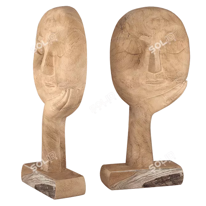 Abstract Head Sculpture Decor Piece 3D model image 1