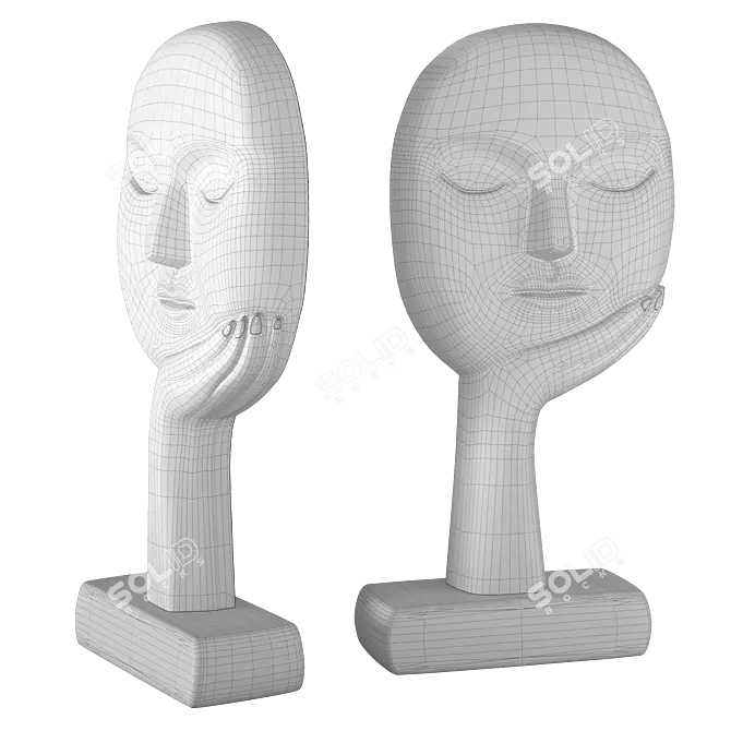 Abstract Head Sculpture Decor Piece 3D model image 2