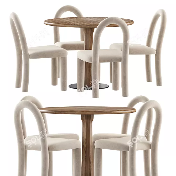 Elegant Dining Set: Temi Chair & Round Table 3D model image 1