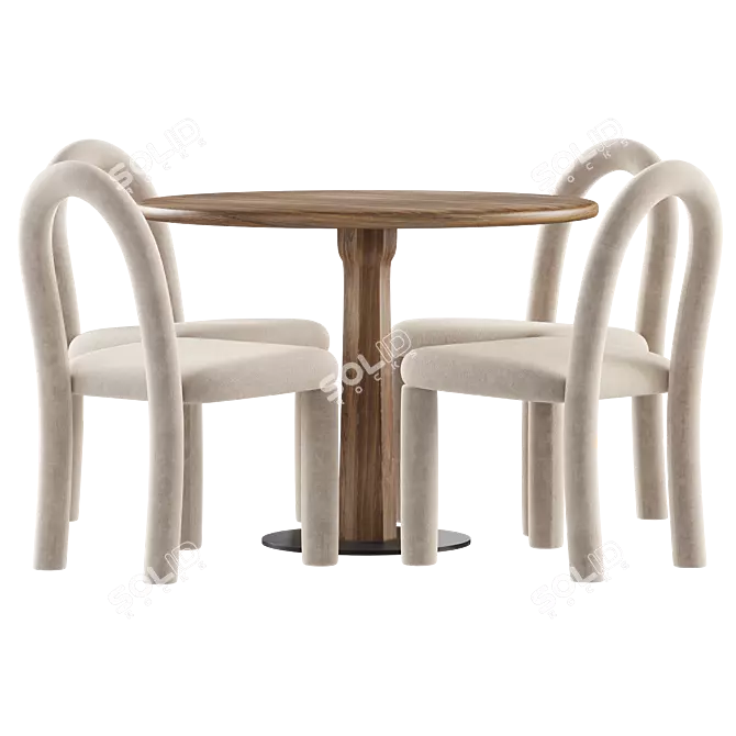 Elegant Dining Set: Temi Chair & Round Table 3D model image 2