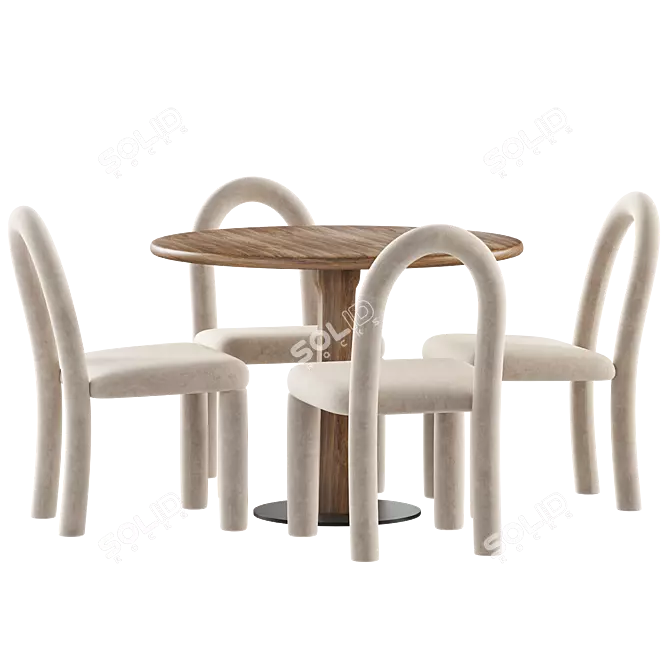 Elegant Dining Set: Temi Chair & Round Table 3D model image 4