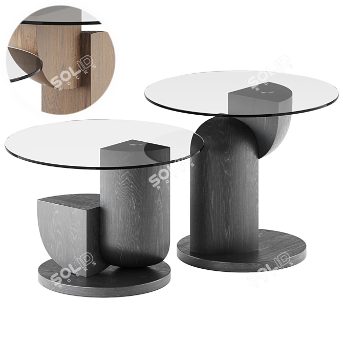 Modern Geometric Coffee Tables Set 3D model image 1