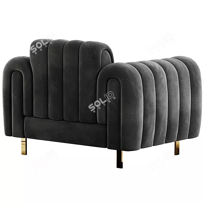 Modern Brass Line Sofa Set 3D model image 3