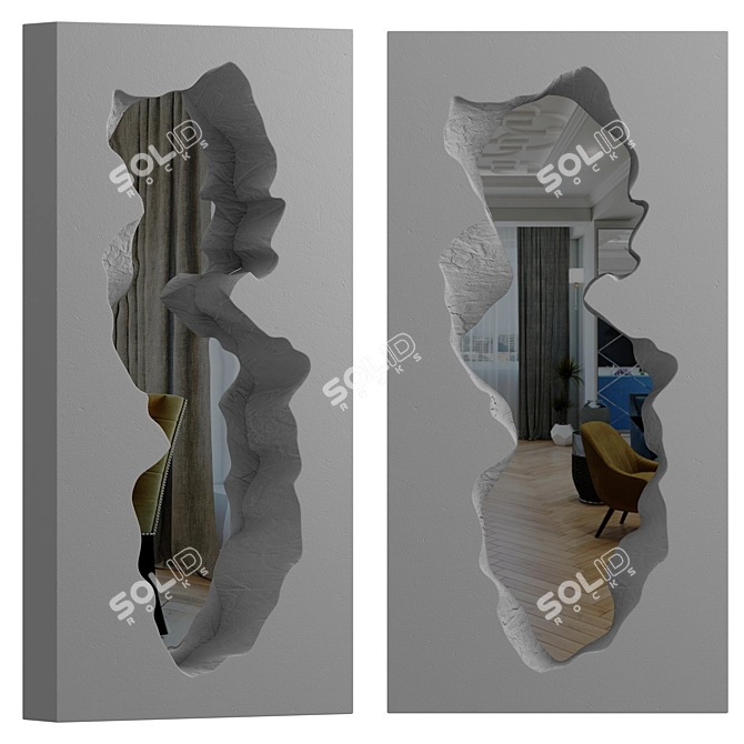 Reflective Artistic Distortion Mirror 3D model image 1