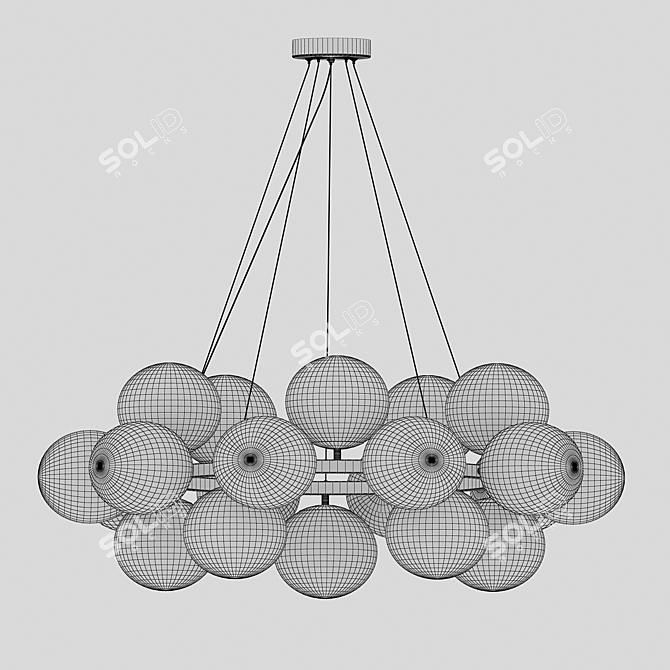 Vintage Bronze Glass Chandelier 120cm 3D model image 2