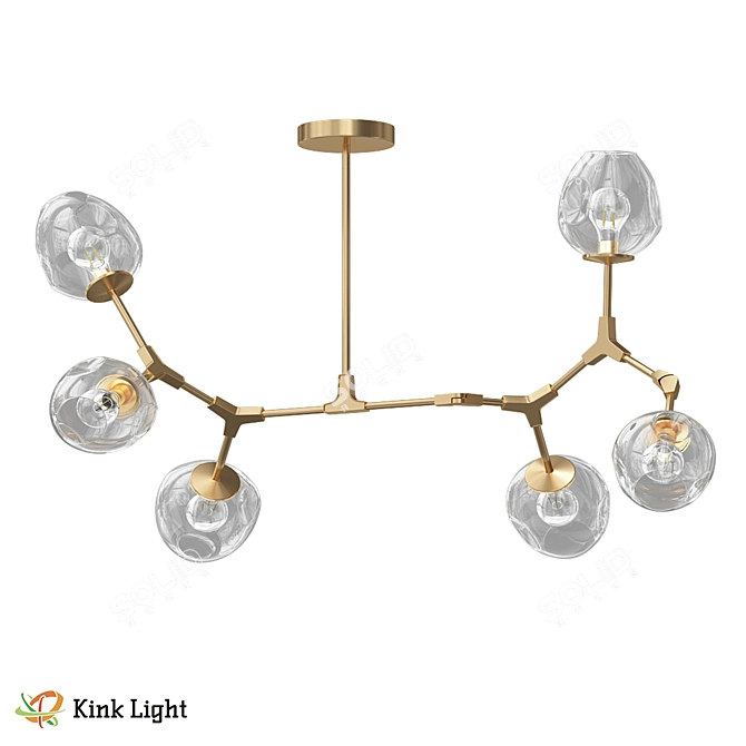 Scandi Chandelier Nissa Metal Glass 3D model image 1