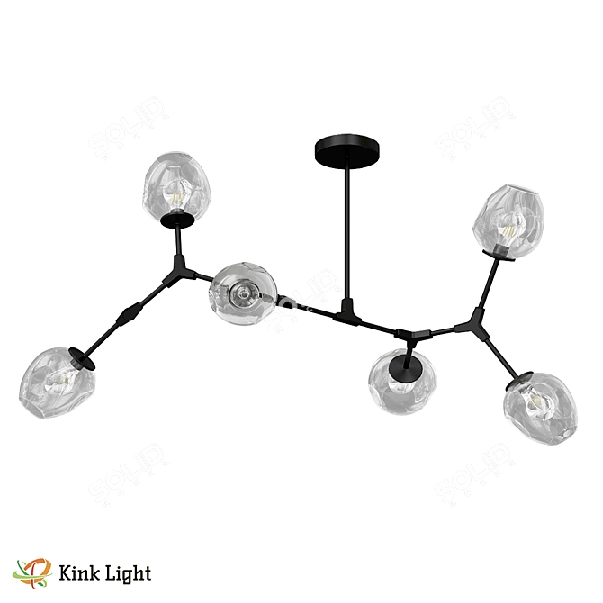 Scandi Chandelier Nissa Metal Glass 3D model image 2