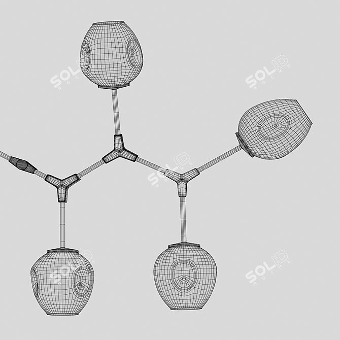 Nissa Black Gold Hanging Chandelier 3D model image 3