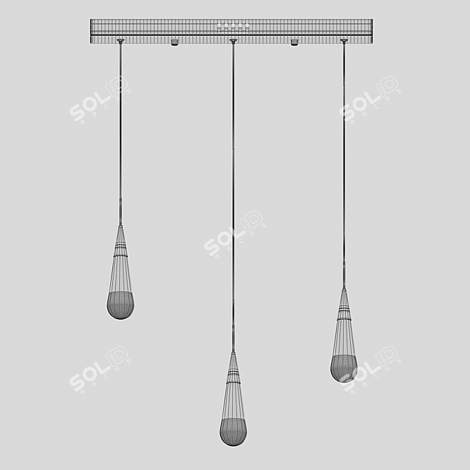 Chic LED Chrome Chandelier - Gutta 07861-3AS 3D model image 2