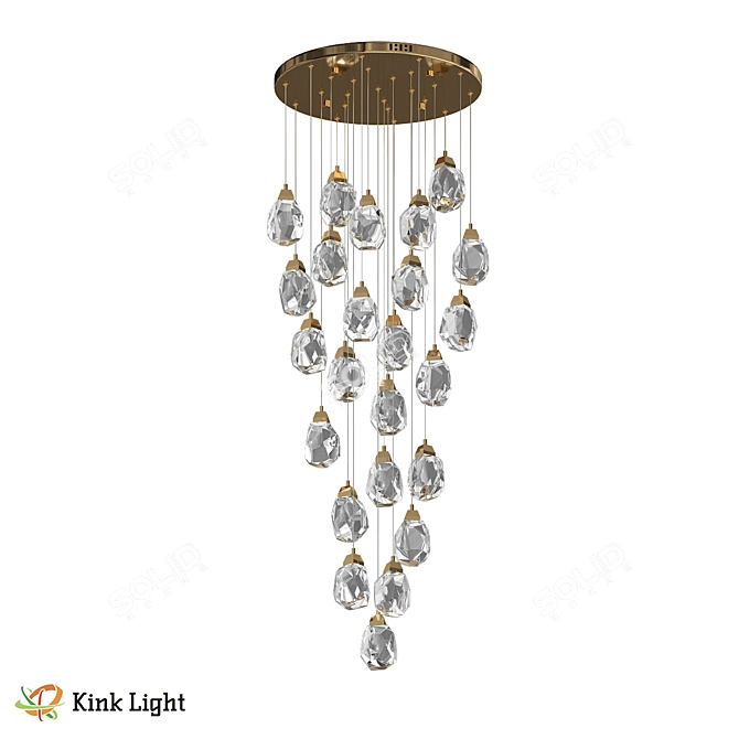 Gold LED Pendant Lamp 60cm 3D model image 1