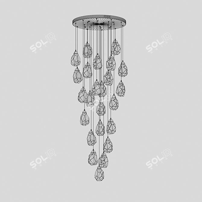 Gold LED Pendant Lamp 60cm 3D model image 2