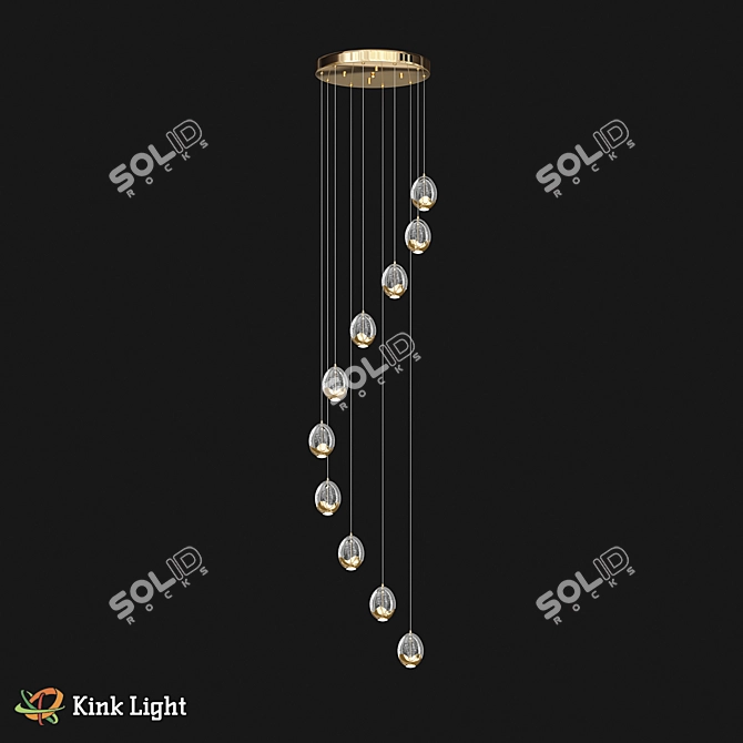 Berti LED Pendant Chandelier Chrome Gold 3D model image 1