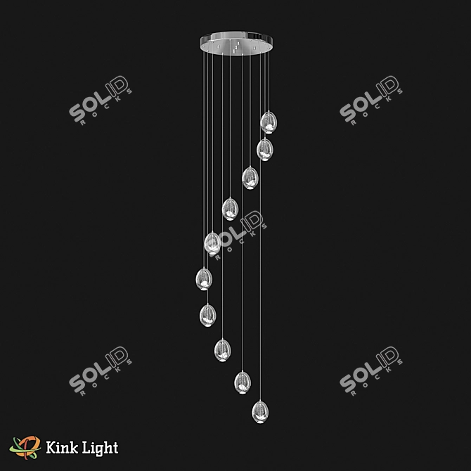 Berti LED Pendant Chandelier Chrome Gold 3D model image 2