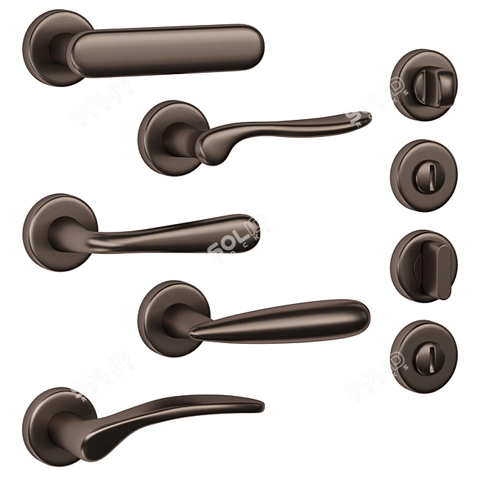 Olivari Door Handles Set, Multiple Finishes 3D model image 2