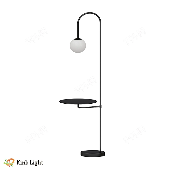 Classic Metal Floor Lamp with Table 3D model image 1