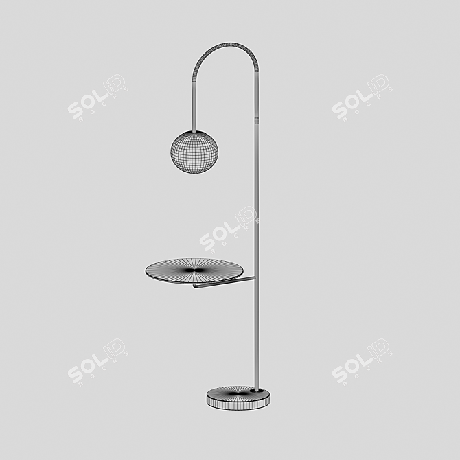 Classic Metal Floor Lamp with Table 3D model image 2