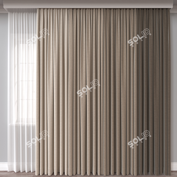 Versatile 3D Curtain Model - 78408 Polygons 3D model image 1