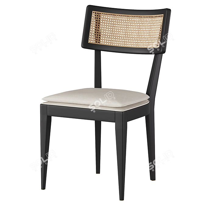 Retro Nettlewood Black Dining Chair 3D model image 1