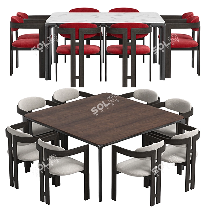 Neo Velvet Armchair & HOMEY Table 3D model image 1