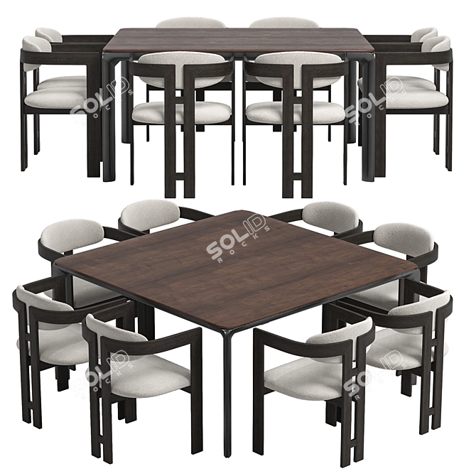 Neo Velvet Armchair & HOMEY Table 3D model image 2