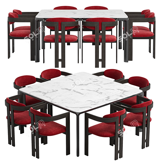 Neo Velvet Armchair & HOMEY Table 3D model image 3