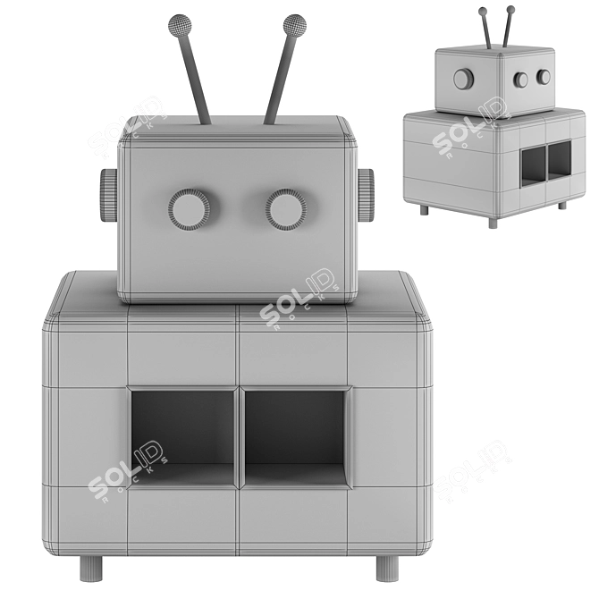 Child's Robot Nightstand - 3D Model 3D model image 4