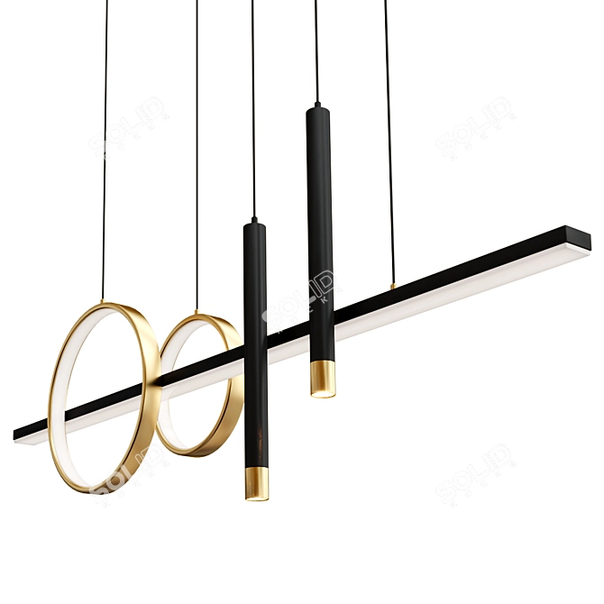 Modern LED Steel Pendant Lamp 3D model image 1