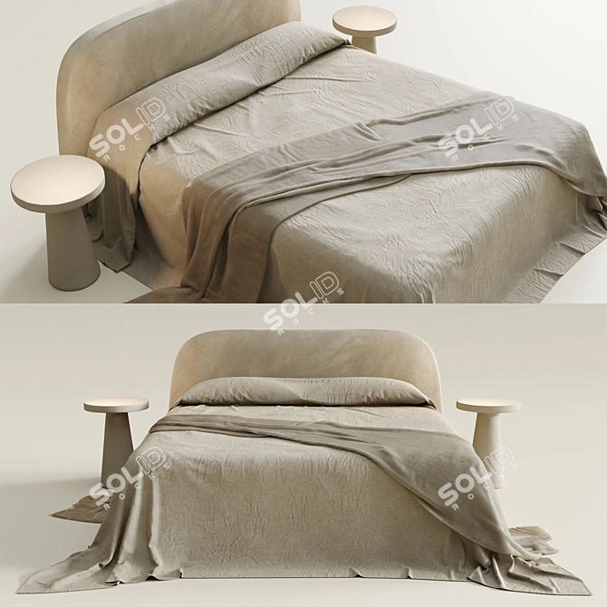 Neutral Linen Bedding Set 3D model image 2