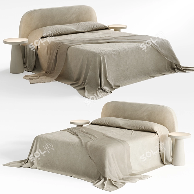 Neutral Linen Bedding Set 3D model image 7