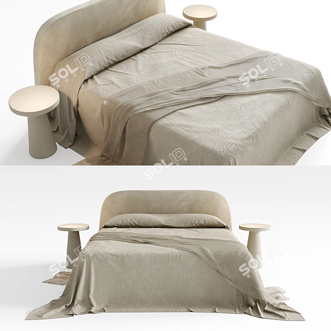 Neutral Linen Bedding Set 3D model image 8