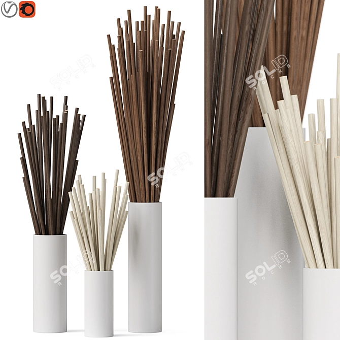 Rustic Driftwood Decor Branch 3D model image 1