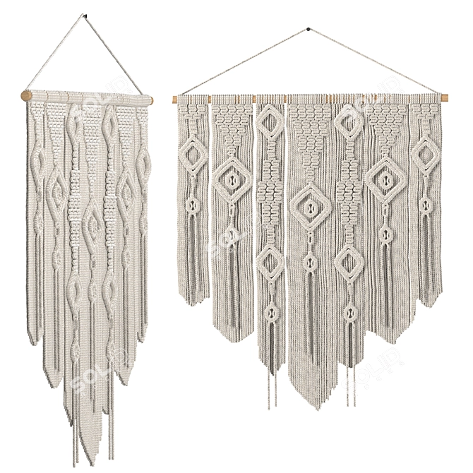 Wall Hanging Macramé Art 3D model image 1