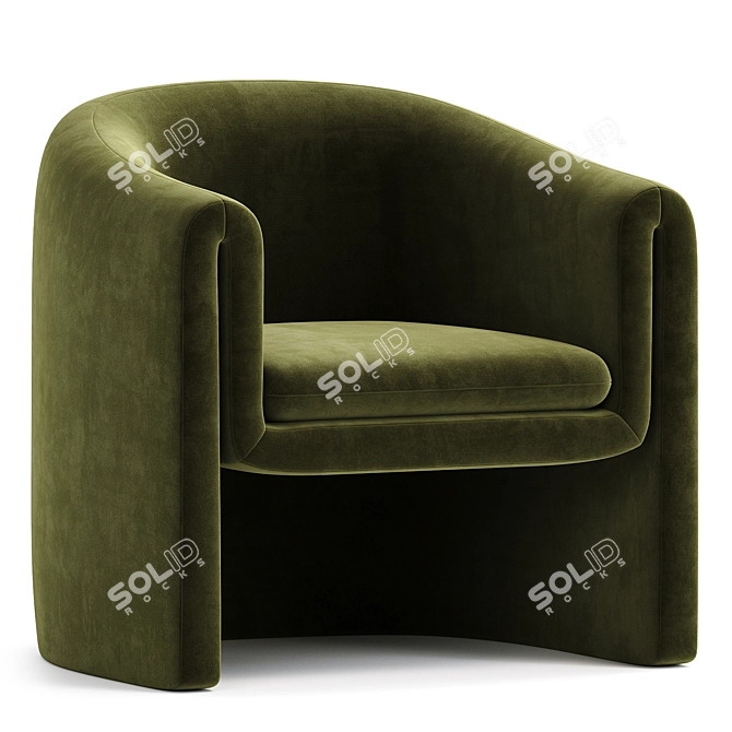 Modern Upholstered Barrel Chair Set 3D model image 1